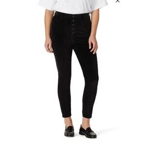 DL 1961 Chrissy black velvet ultra high rise button fly ankle pants Size 27 Goth